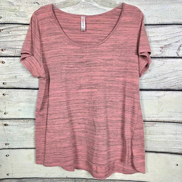 LuLaRoe Pink Heathered Short Sleeve Top XL - Picture 3 of 7